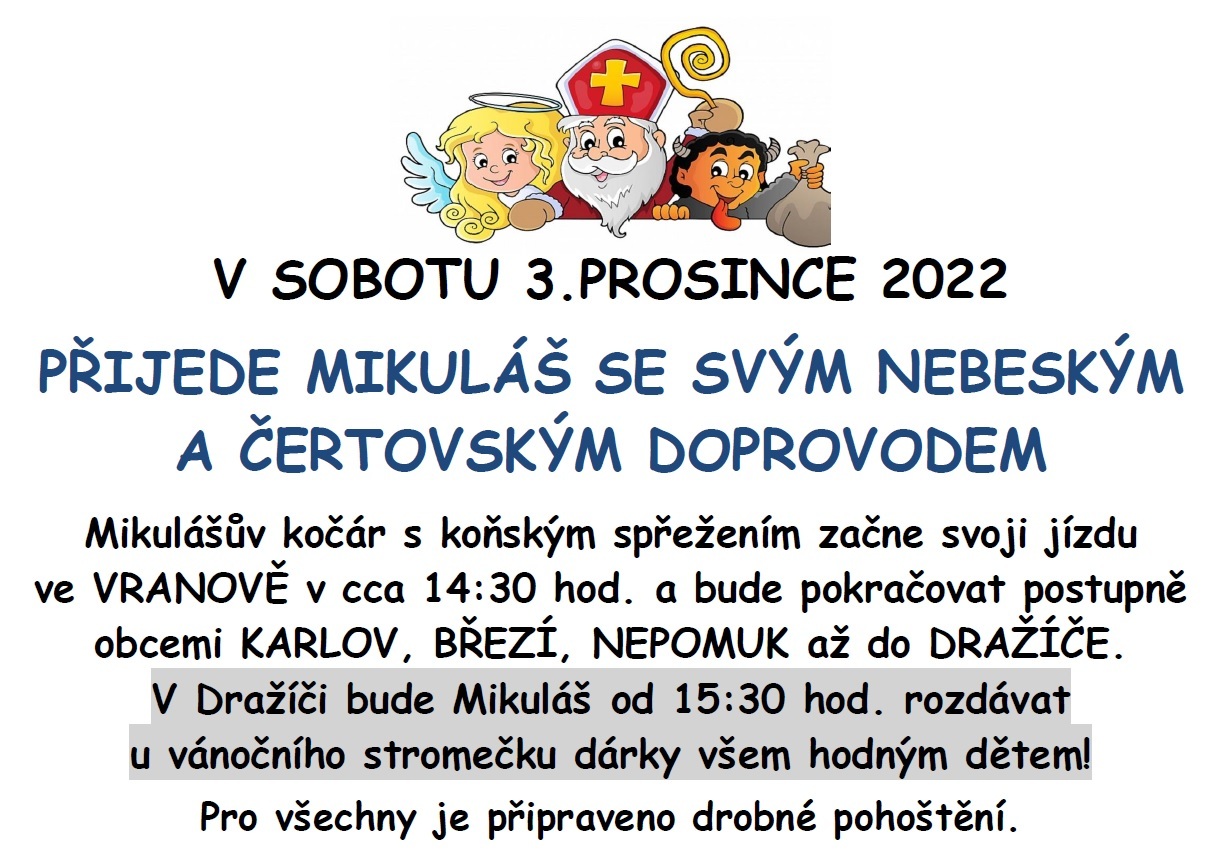 Plakát na Mikukáš v Dražíči 3. 12. 2022 
